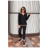 Kadın Uzun Kollu Ribana Ve Fermuar Detay Bluz Ve Yüksel Bel Pantolon 2li Takım