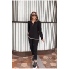 Kadın Uzun Kollu Ribana Ve Fermuar Detay Bluz Ve Yüksel Bel Pantolon 2li Takım