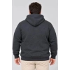 Erkek Battal Büyük Beden Üç İplik İçi Şardonlu Kapüşonlu Kanguru Cepli Kışlık Sweatshirt - Füme