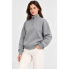 Üç İplik İçi Şardonlu Dik Yaka Yarım Fermuarlı Kışlık Sweatshirt - Grİ