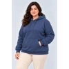 Battal Büyük Beden Üç İplik İçi Şardonlu Kapüşonlu Kanguru Cepli Kışlık Sweatshirt - Lacivert
