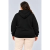 Battal Büyük Beden Üç İplik İçi Şardonlu Kapüşonlu Kanguru Cepli Kışlık Sweatshirt - Siyah