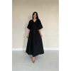 Siyah Pileli Uzun Elbise