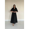 Siyah Pileli Uzun Elbise