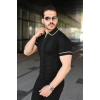 Erkek Dokulu Desen Yakalı Kısa Kollu Tişört