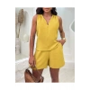 Kadın Kısa Kollu V Yakalı Bluz Ve Kısa Short Ikili Takım