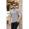 Erkek Hakim Yaka Dokuma Pamuklu Kumaş Kısa Kollu T-shirt