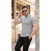Erkek Hakim Yaka Dokuma Pamuklu Kumaş Kısa Kollu T-shirt