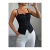 Kadın Askılı önü Düğmeli Atlas Bluz