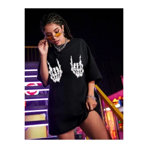 Baskılı Oversize T-shirt - Siyah