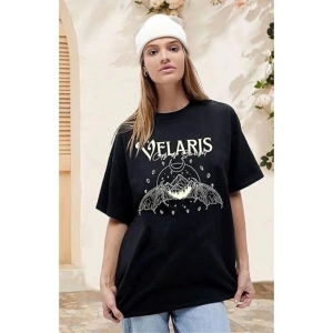 Bisiklet Yaka Baskılı T-shirt - Siyah