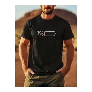 Baskılı Oversize Bisiklet Yaka T-shirt - Siyah