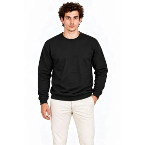 Erkek Bisiklet Yaka İçi Şardonlu 2 İplik Düz Uzun Kollu Regular Fit Sweatshirt - Siyah