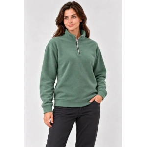 Polar Dik Yaka Yarım Fermuarlı Uzun Kollu Regular Fit Kışlık Sweatshirt - Mint Yeşili