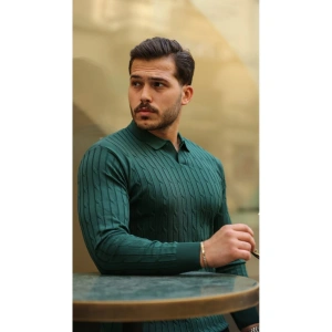 Erkek Saç örgü Desen Uzun Kollu Triko