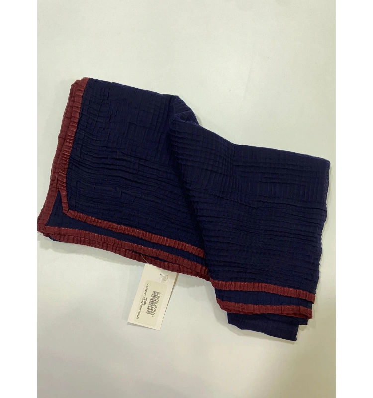 İPEKAL MÜSLİN ŞAL LACİVERT-BORDO