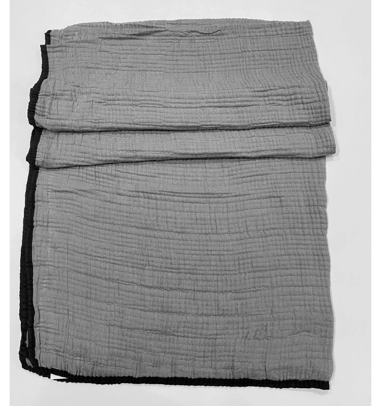 İPEKAL MÜSLİN ŞAL AÇIK GRİ-SİYAH