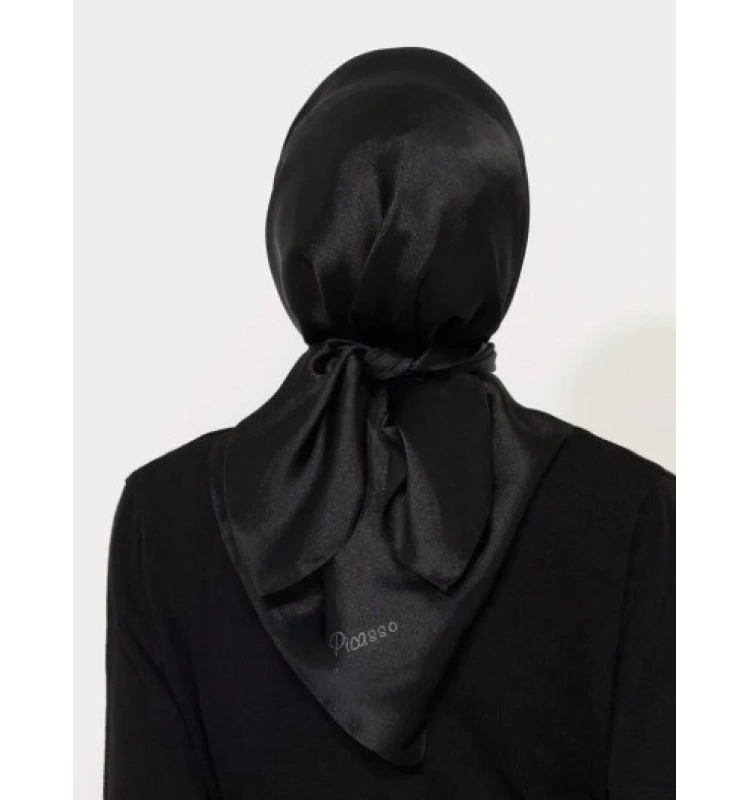 DİGİTAL KRİSTAL EŞARP DÜZ SİYAH