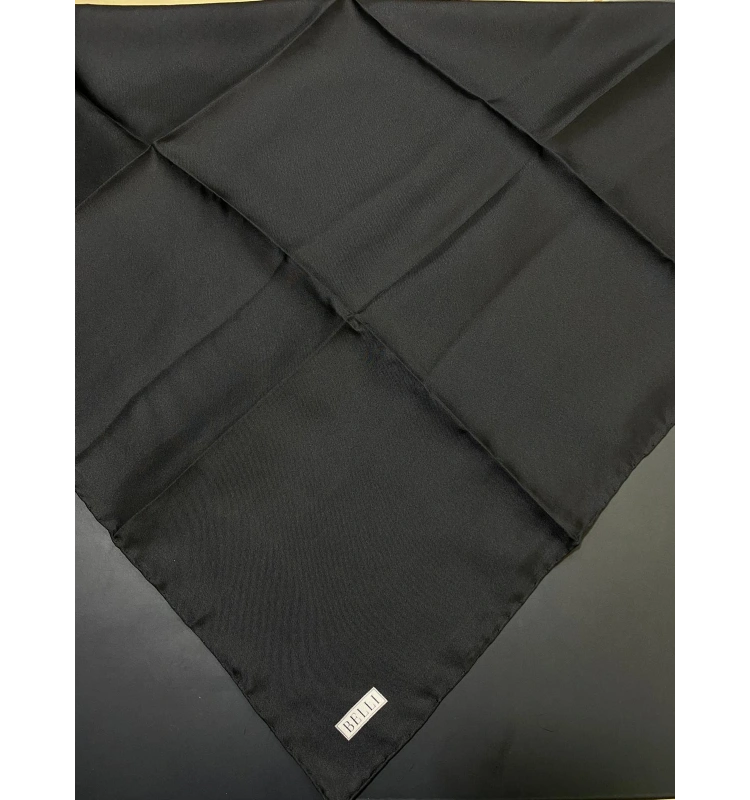 BELLİ DÜZ TWİLL İPEK EŞARP-01-SİYAH