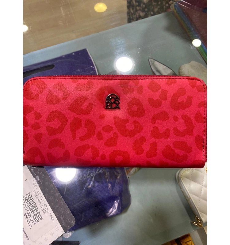SOSELA CÜZDAN 56-4019 LEOPAR DESEN NAR ÇİÇEĞİ