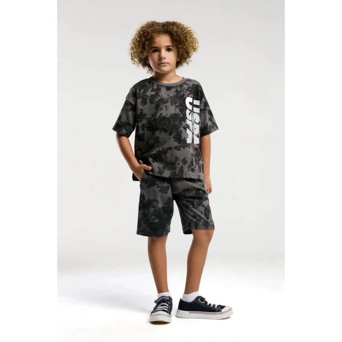 ERKEK ÇOCUK BERMUDA TAKIM - KOYU GRİ