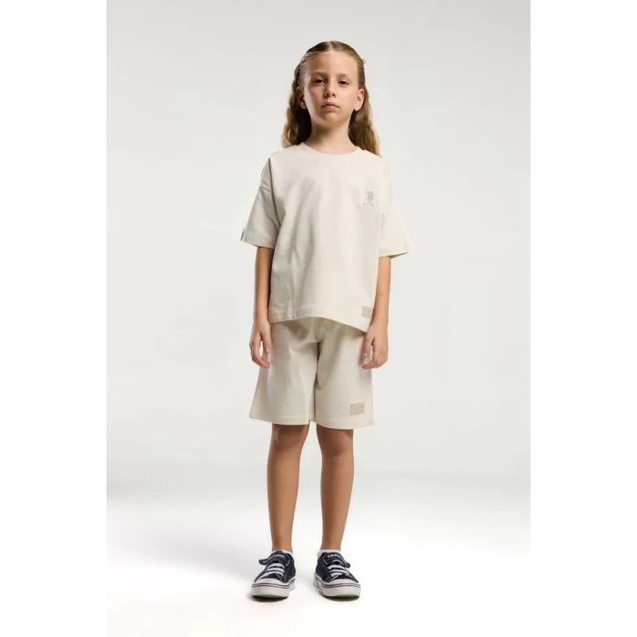 KIZ ÇOCUK BERMUDA TAKIM - BEJ