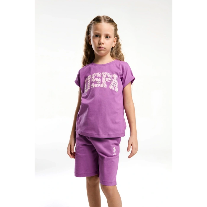 KIZ ÇOCUK BERMUDA TAKIM  - VİYOLET