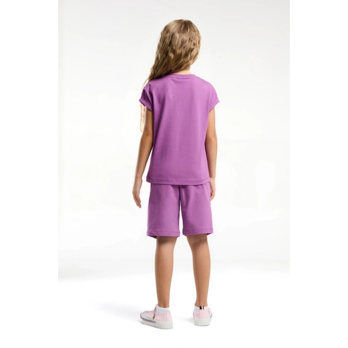 KIZ ÇOCUK BERMUDA TAKIM  - VİYOLET