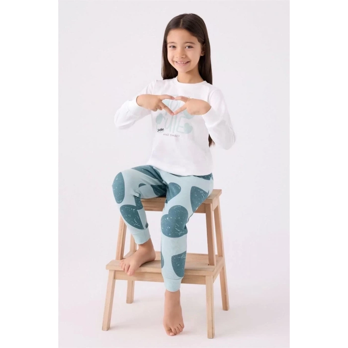 KIZ ÇOCUK İKİLİ TAKIM - KREM SU YEŞİLİ