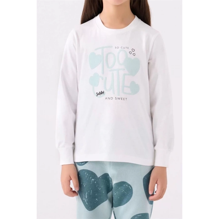 KIZ ÇOCUK İKİLİ TAKIM - KREM SU YEŞİLİ