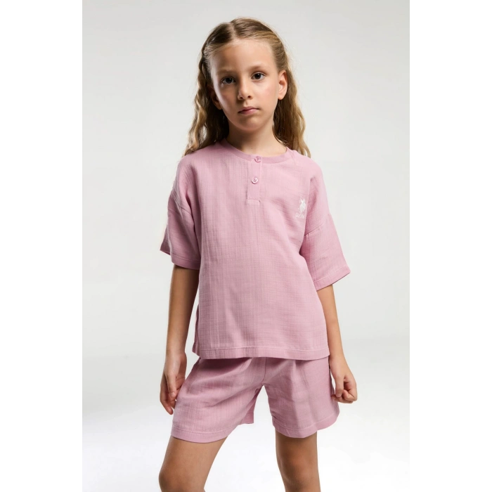 KIZ ÇOCUK ŞORT TAKIM - GÜL KURUSU