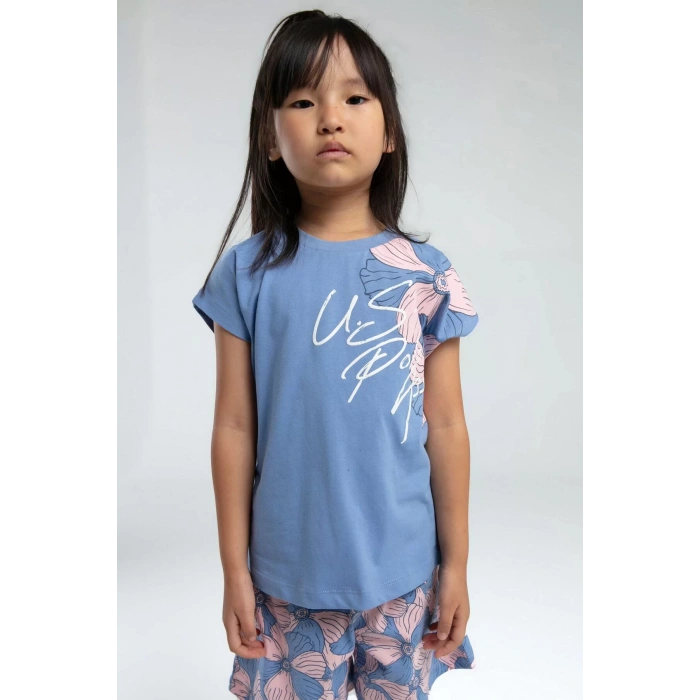 KIZ GARSON ŞORT TAKIM - AÇIK İNDİGO