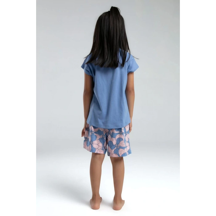 KIZ GARSON ŞORT TAKIM - AÇIK İNDİGO