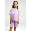KIZ ÇOCUK BERMUDA TAKIM - LİLA