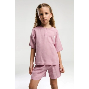 KIZ ÇOCUK ŞORT TAKIM - GÜL KURUSU