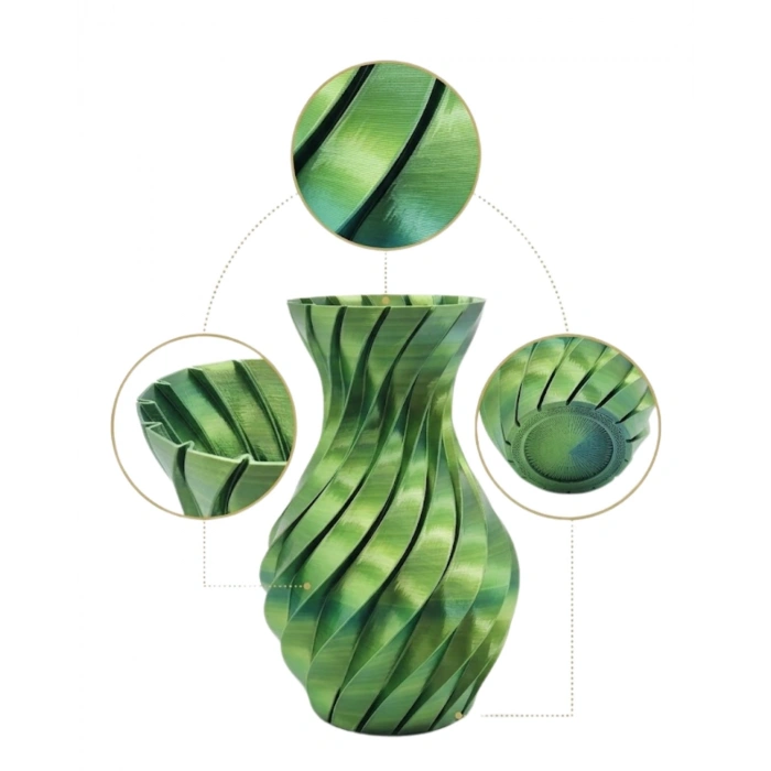 3d Spiral Yeşil Vazo Modern Tasarım Dekoratif Ev Aksesuarı