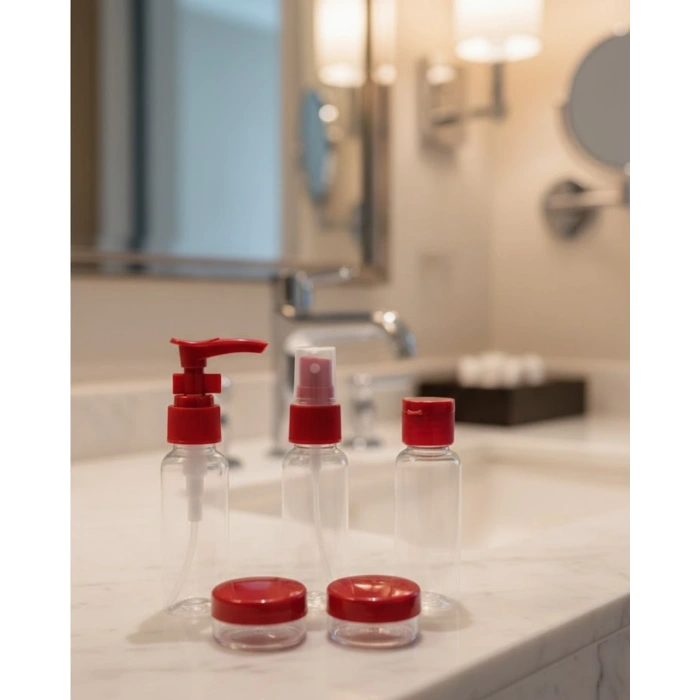 5’li Seyahat Boy Kozmetik Şişe Seti 30 Ml Çantalı Organizer