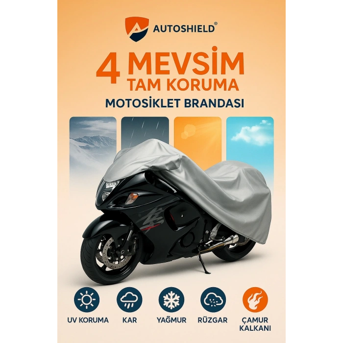 Abush CGA 100i Motorsiklet Brandası %100 Su Geçirmez Kalın Kumaş Alt Lastikli