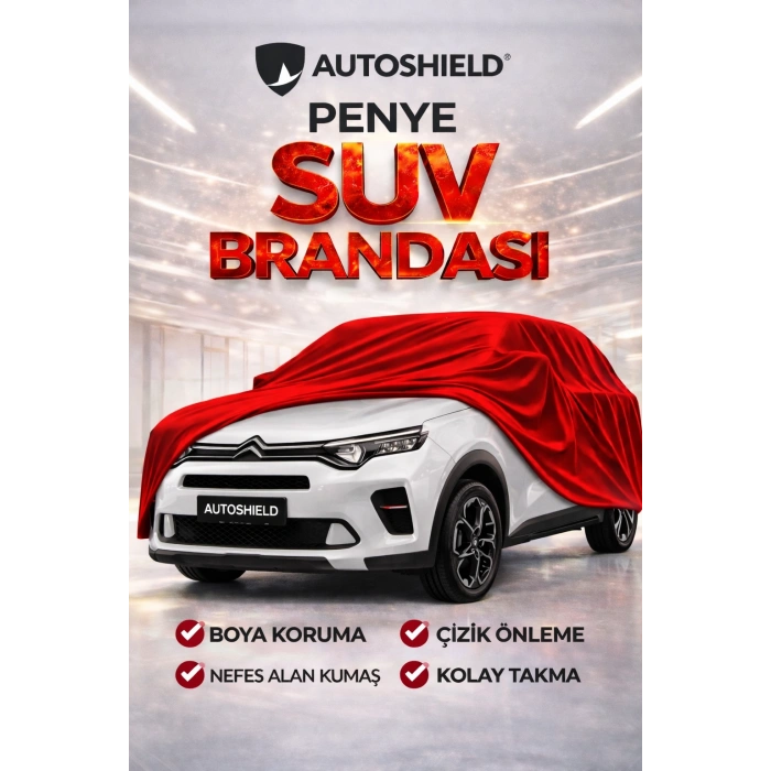 Citroen C3 Aircross Penye SUV Araç Brandası Kalın Kumaş Garaj Brandası Oto Araç Koruma Örtüsü Kırmızı