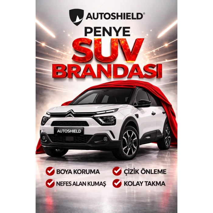 Citroen C4 Cactus Penye SUV Araç Brandası Kalın Kumaş Garaj Brandası Oto Araç Koruma Örtüsü Kırmızı