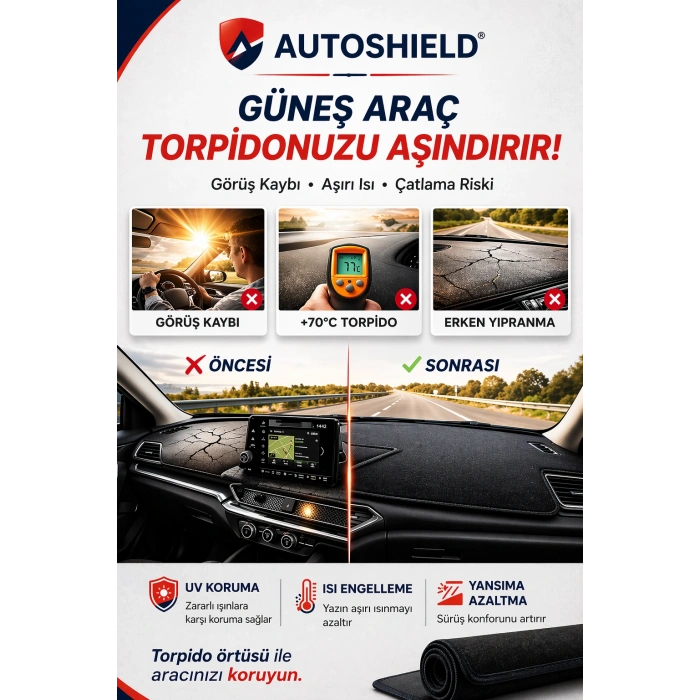 Citroen C4 (2004-2009) Torpido Örtüsü Tam Uyumlu | Ön Göğüs Koruma Önleyici Gri