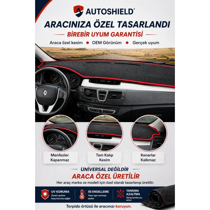 Citroen C4 (2004-2009) Torpido Örtüsü Tam Uyumlu | Ön Göğüs Koruma Önleyici Gri