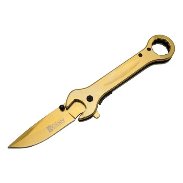8000c Anahtar Görünümlü Gold Kamp Çakı 19 Cm - Otomatik, Metal Sap