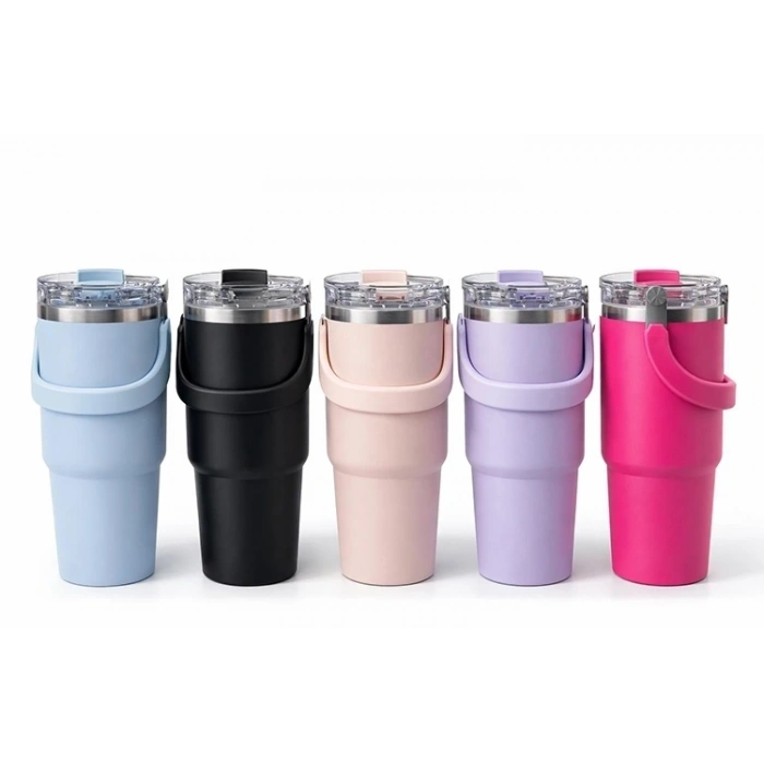 900 Ml Taşıma Kulplu Paslanmaz Çelik Termos Mug - Vakumlu Isı Yalıtımlı Bardak Alk4631