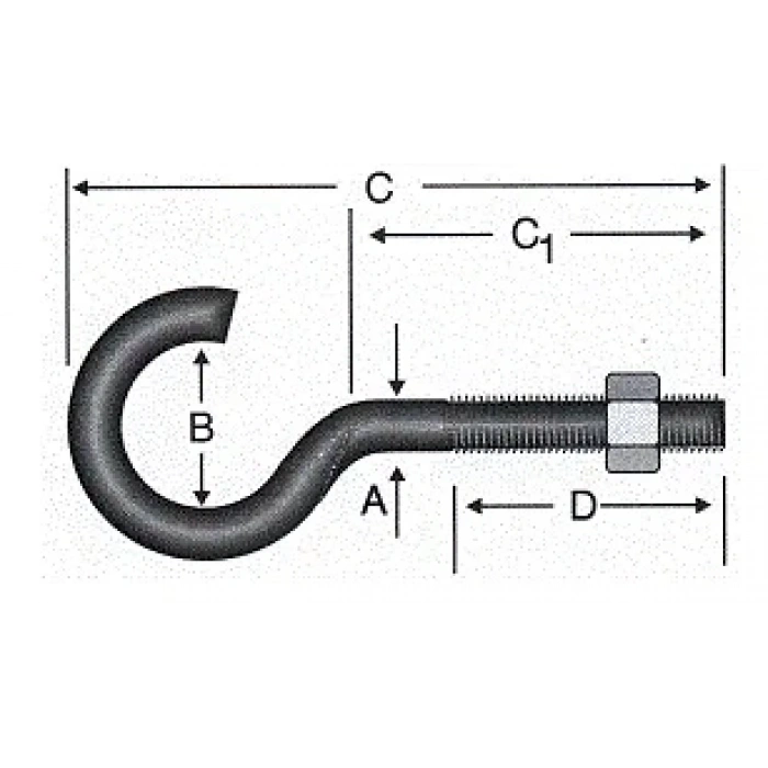 Açık Metrik Kanca M5 / 21x80 - 100 Adet