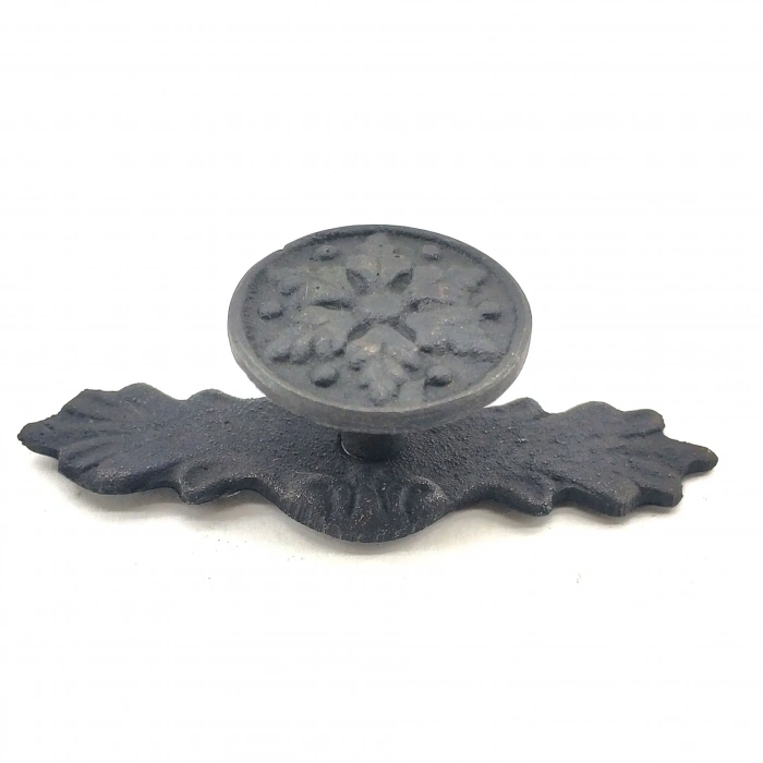 Antika Tarz Dekoratif Pirinç Çiçek Düğme - 27x70 Mm, Oksit