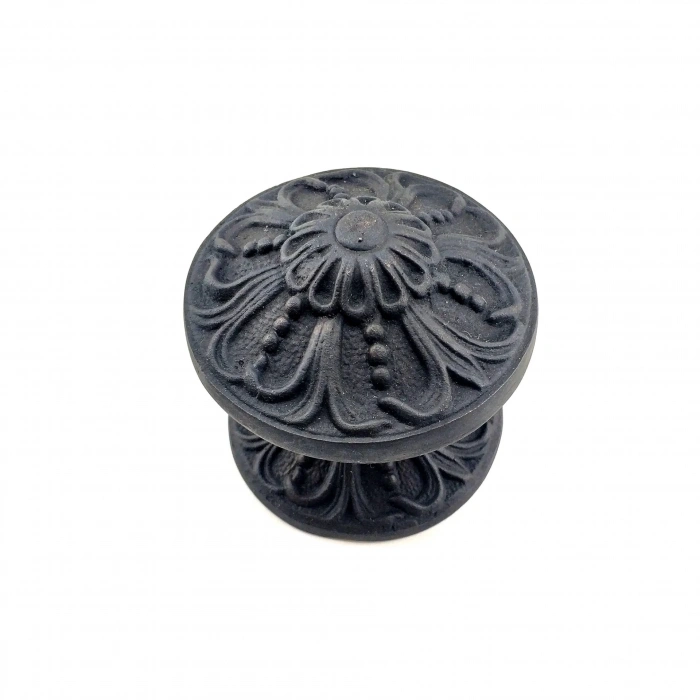 Antika Tarz Dekoratif Pirinç Çiçekli Kapı Tokmağı - 80 Mm Çap, Oksit