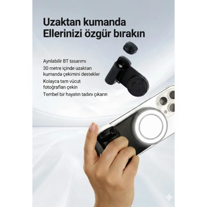 Bluetooth Manyetik Telefon Yapıştırma Kavrama Halka Dolgu Işığı İle Magsafe Selfie Klips