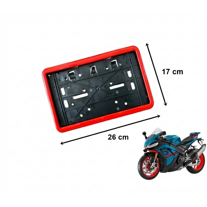 Çerçeveli Dikdörtgen Plakalık Plaka Altlığı Kırmızı 26X17cm 1 Adet