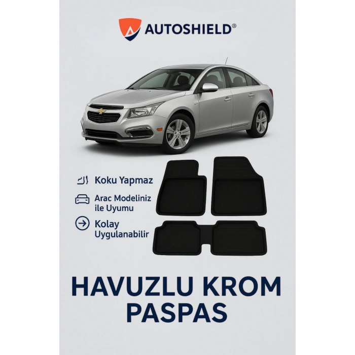 Chevrolet Cruze Serisi Tüm Modeller İle Uyumlu Universal Derin Havuzlu Paspas Krom Karbon
